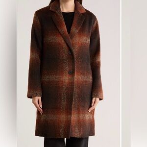 NWT Lucky Brand Plaid Single Breasted Coat